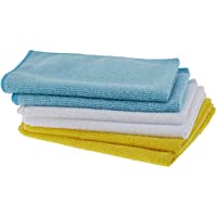 AmazonBasics - Bayeta de microfibra (6 unidades)- color blanco- azul y amarillo
